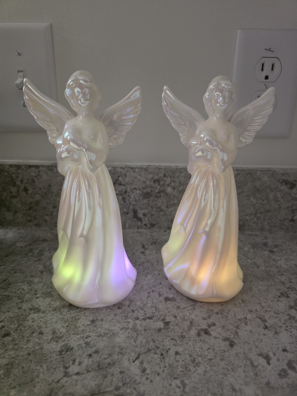 Valerie Parr Hill Set Of 2 Iridescent White Angel Figurine -
